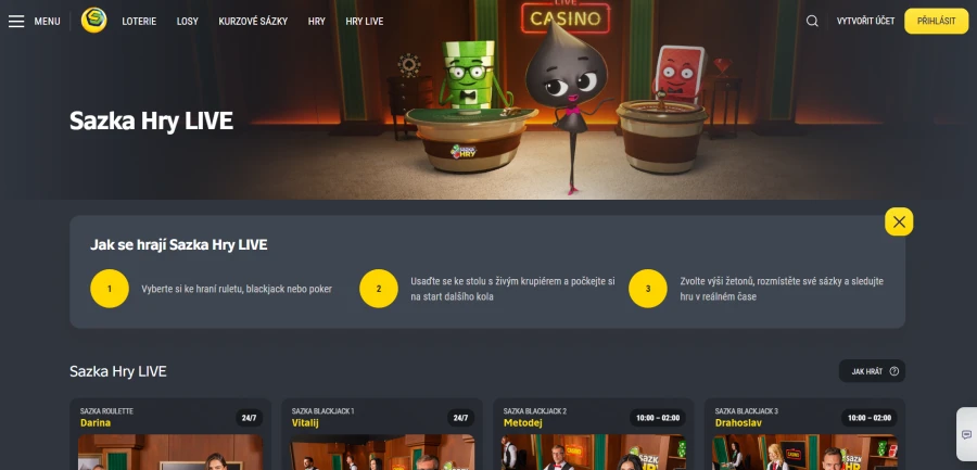 Sazka Hry Live Casino