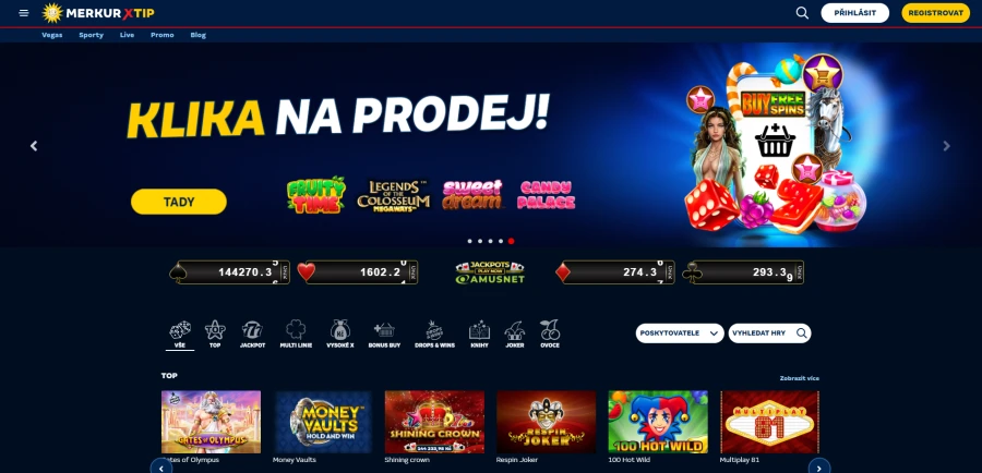 Merkurxtip Casino Rozhraní