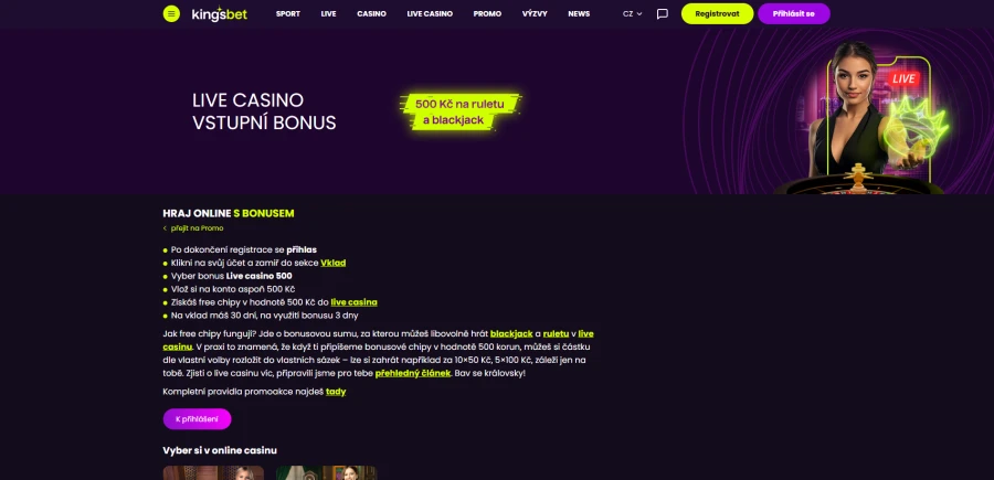 Kingsbet Live Casino Vstupní Bonus