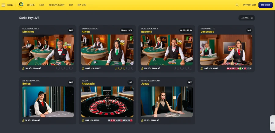 Sazka Hry Live Casino
