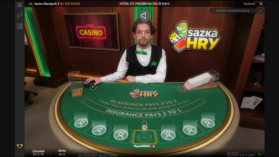 Sazka Hry Live Casino Blackjack