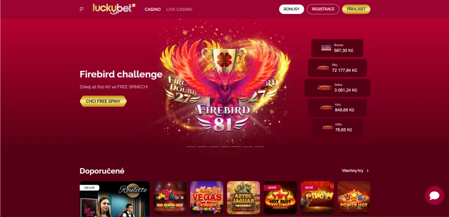 Luckybet Casino Rozhraní