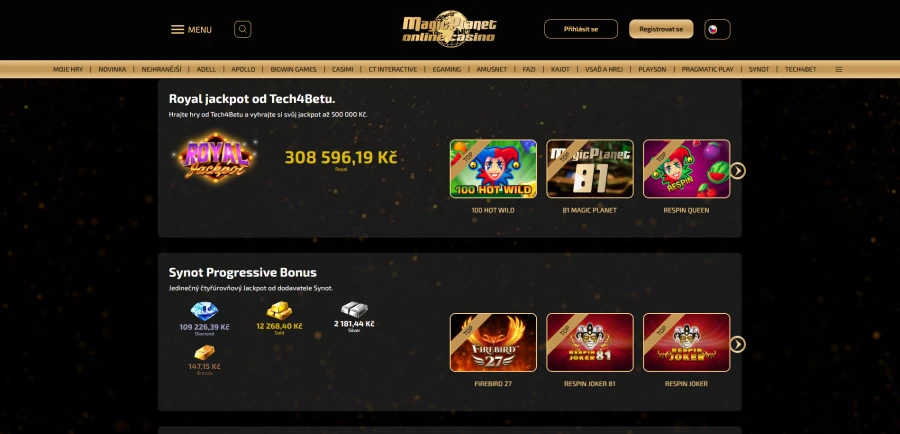 Magic Planet Casino Jackpoty