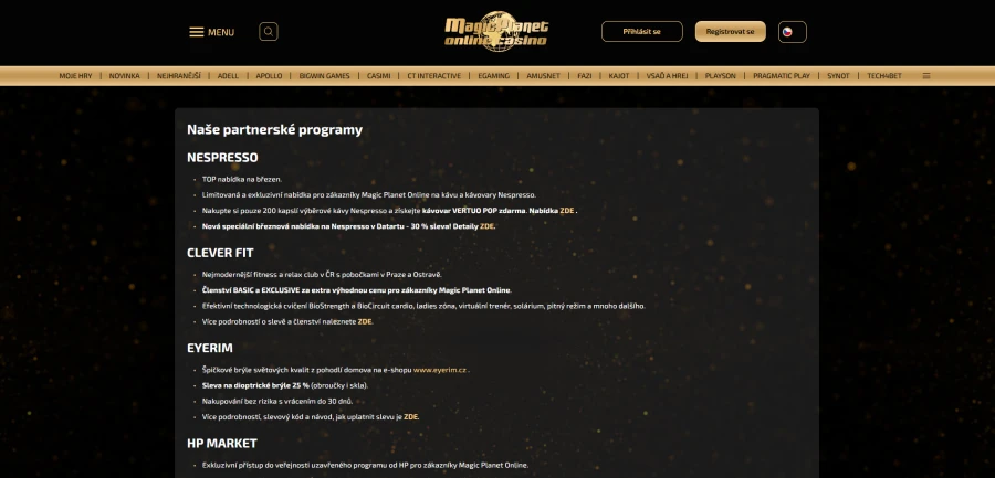Magic Planet Casino Partnerské Programy