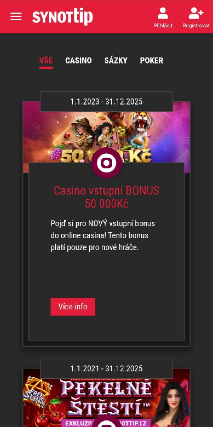 Mobilní Aplikace Synot Tip Bonusy