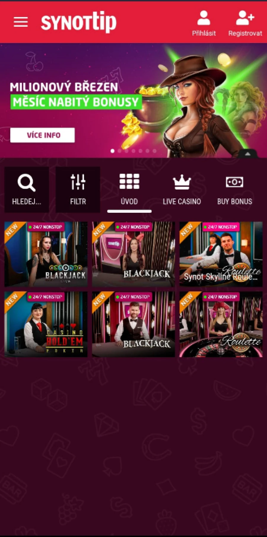 Mobilní Aplikace Synot Tip Live Casino