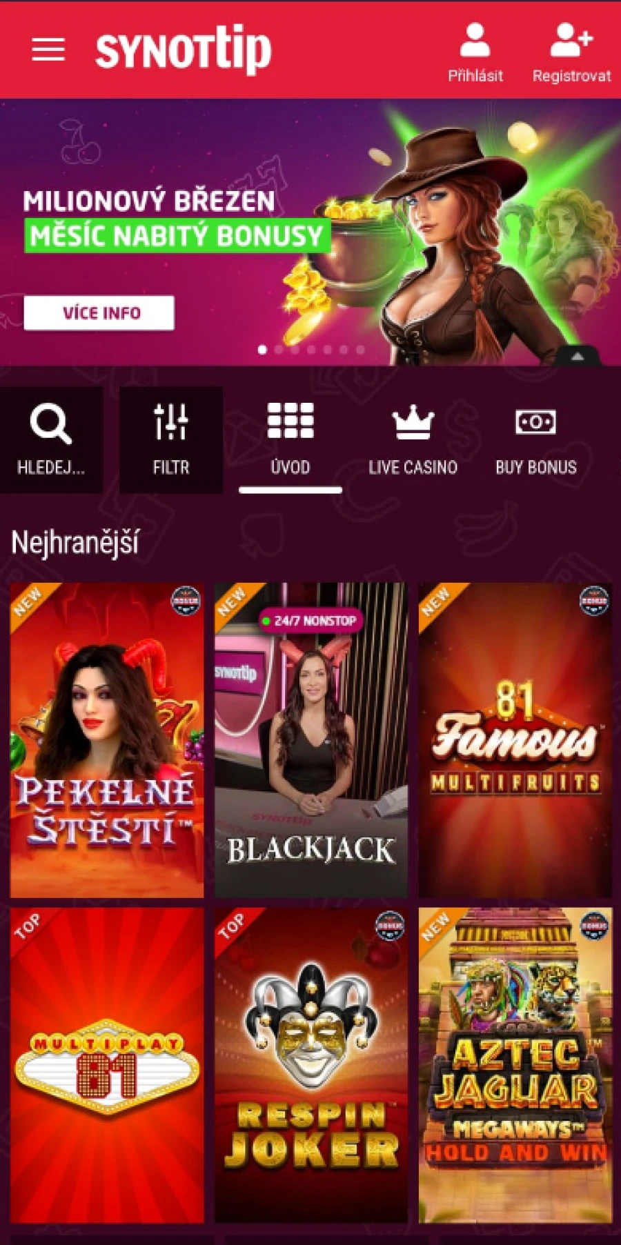 Mobilní Aplikace Synot Tip Online Casino