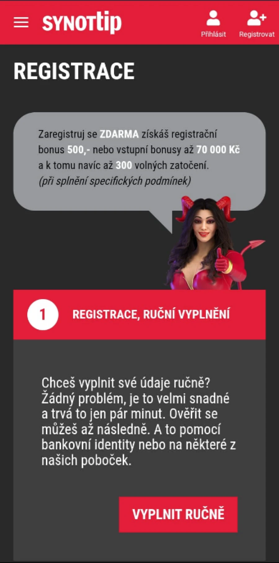 Mobilní Aplikace Synot Tip Registrace