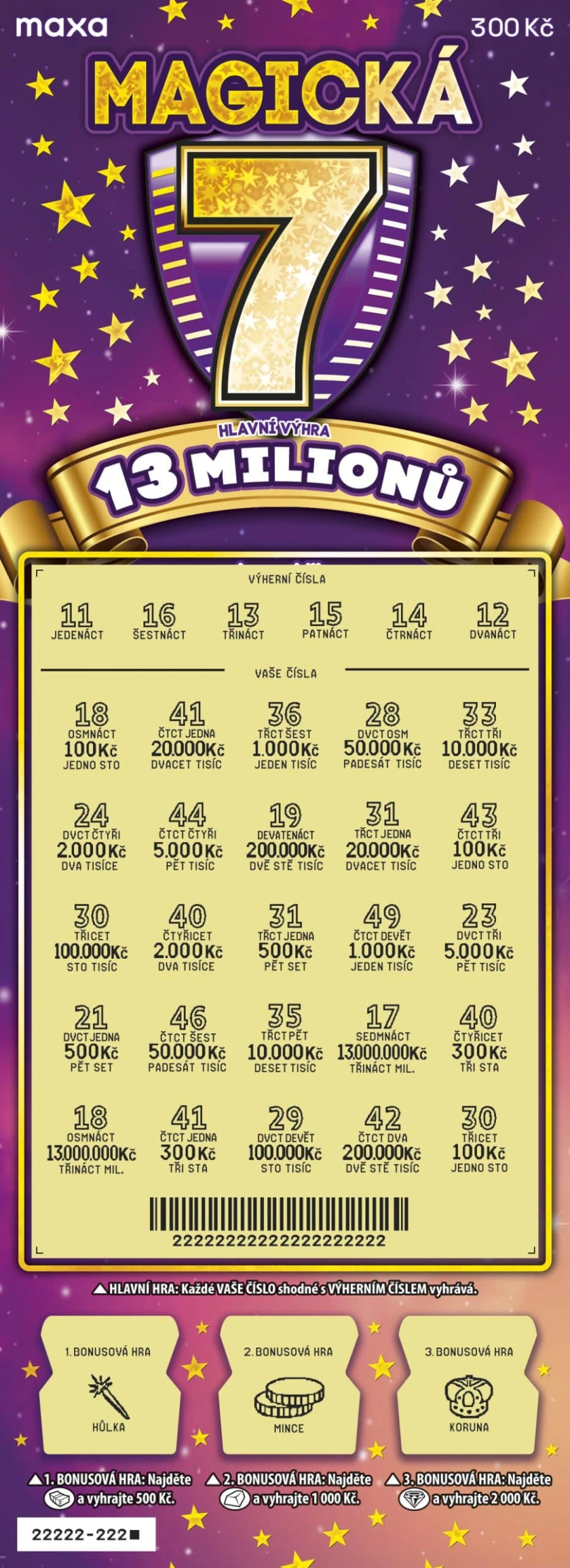 Magická 7 fyzický los setřený