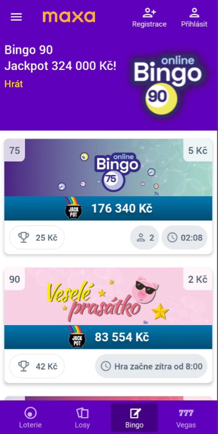 Maxa Aplikace Bingo
