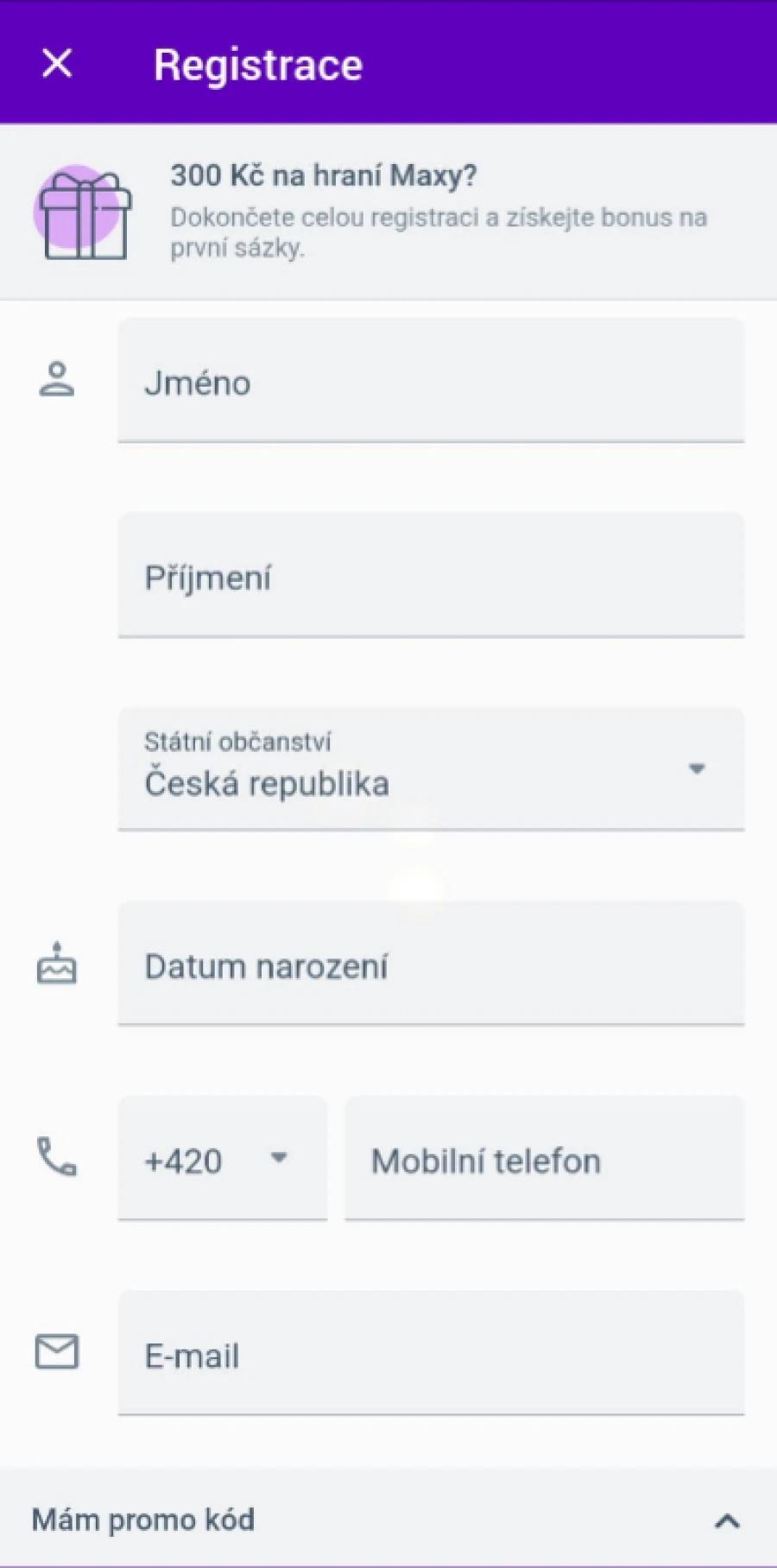 Maxa Aplikace Registrace