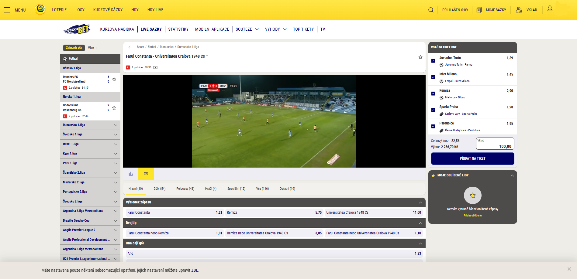 Sazkabet Live Sázky