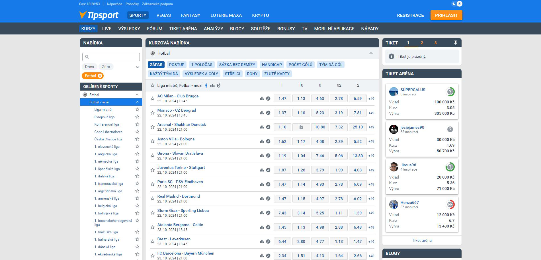 Tipsport Produkty