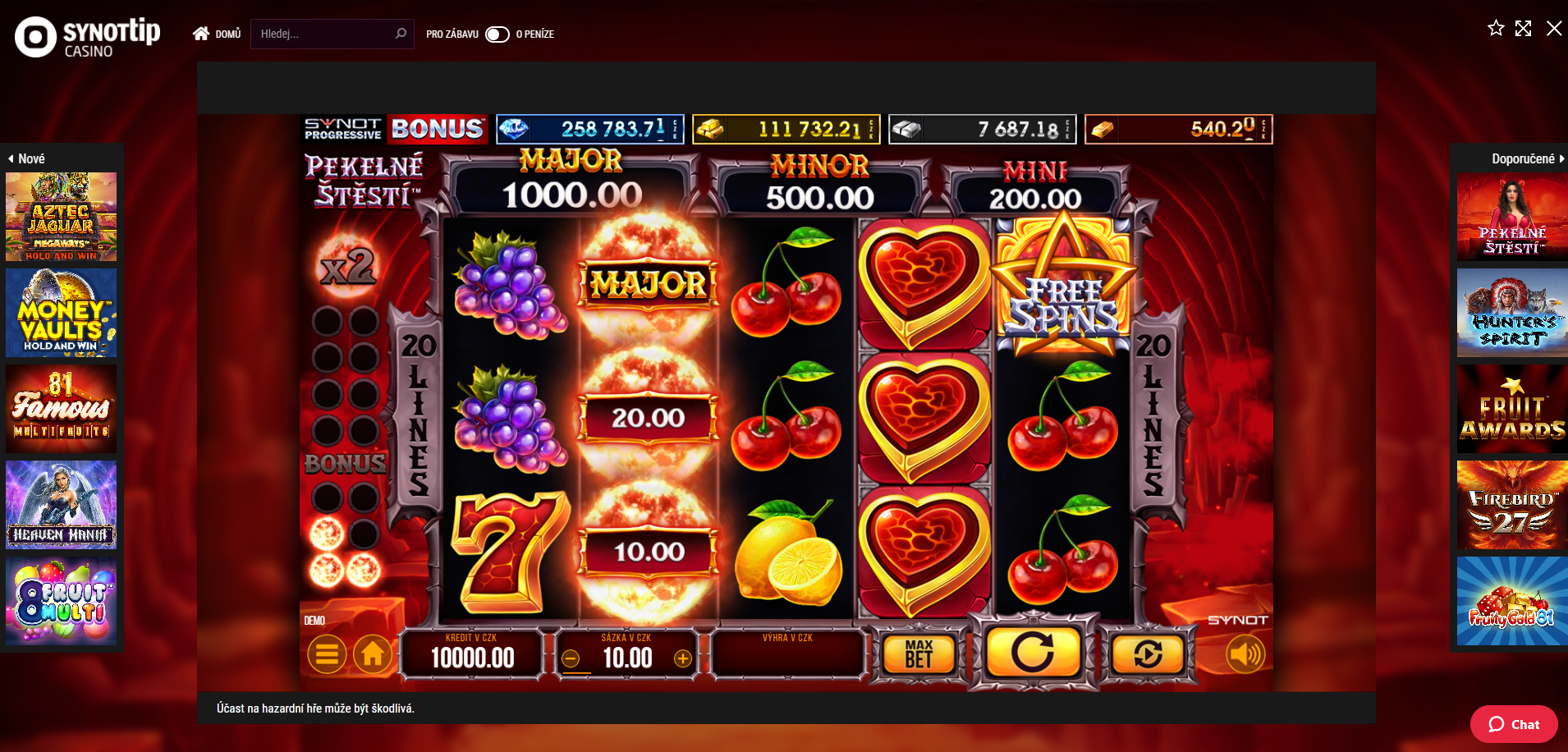 Pekelné štěstí V Synot Tip Casinu