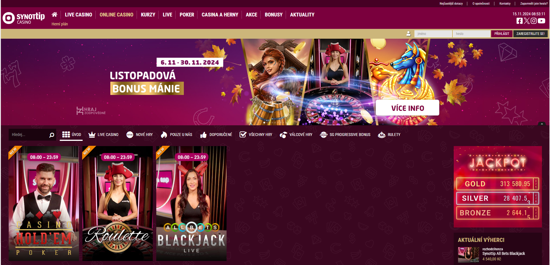 Synot Tip Live Casino