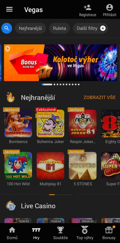 Mobilní Aplikace Tipsport Vegas