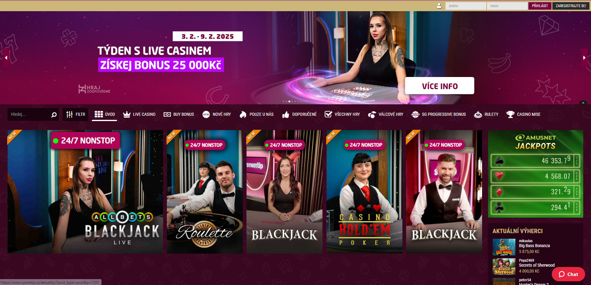 Synot Tip Live Casino