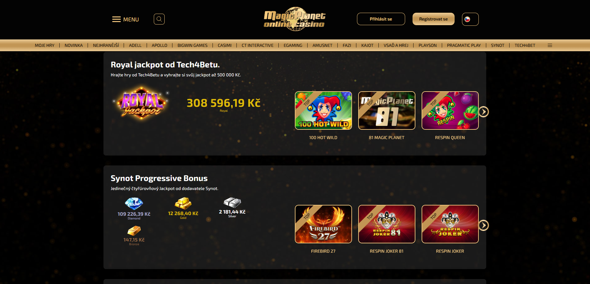 Magic Planet Casino Jackpoty