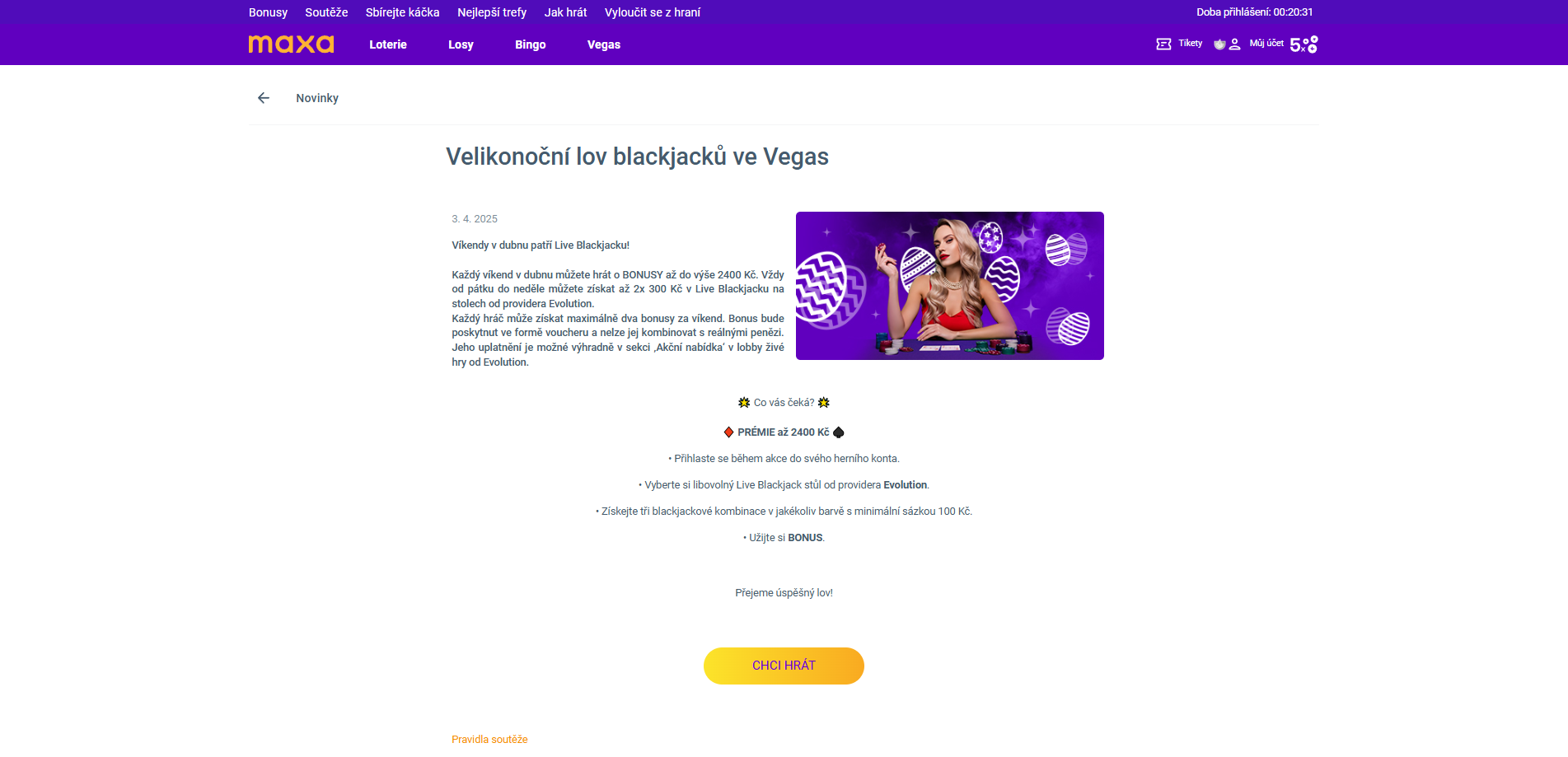 Maxa Vegas Live Casino Bonusy