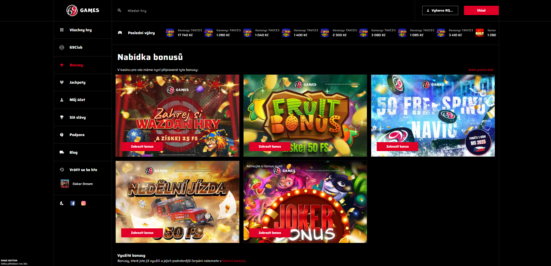 69games Bonusy